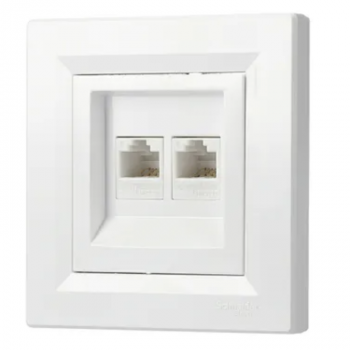 Preview: Schneider Asfora - Netzwerkdose - ISDN-Dose CAT6 2xRJ45